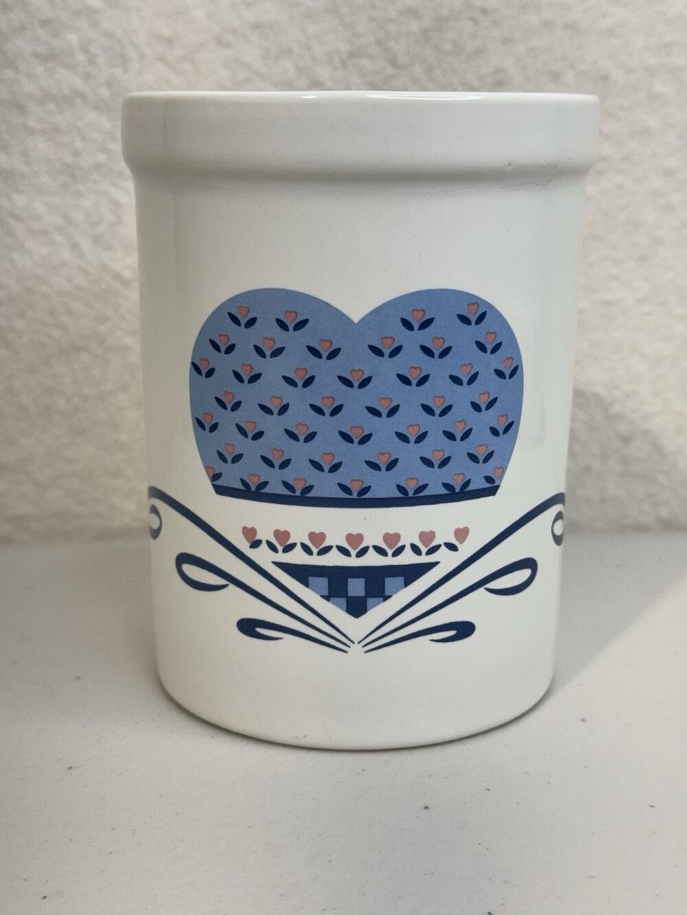 National Housewares Heart of the Country Ceramic Crock Kitchen Utensil Holder